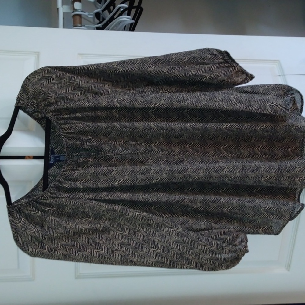 Chaps women's black and beige pattern blouse size L Nwt